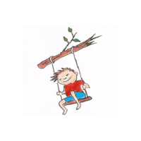 The Swing Cafe Logo, of a boy on a swing, smiling